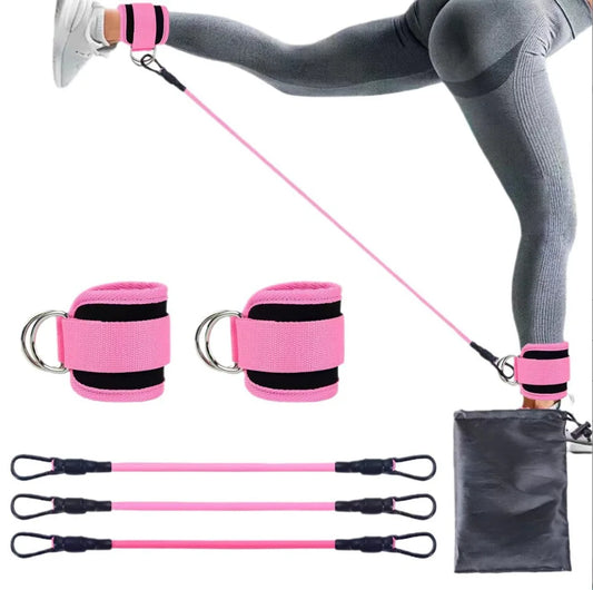 Booty Leg Resistance Bands with Ankle Strap  