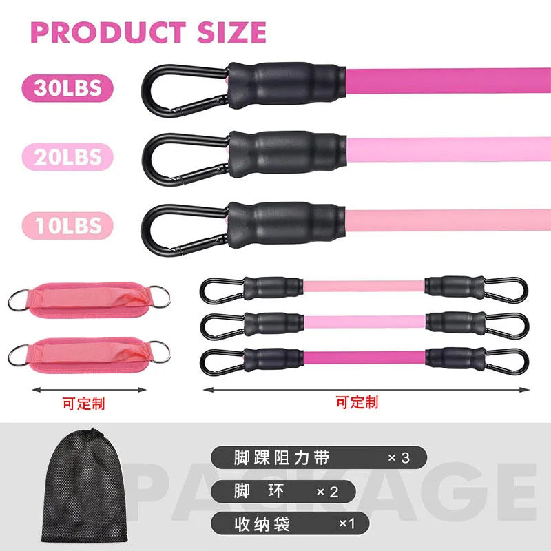 Booty Leg Resistance Bands with Ankle Strap  