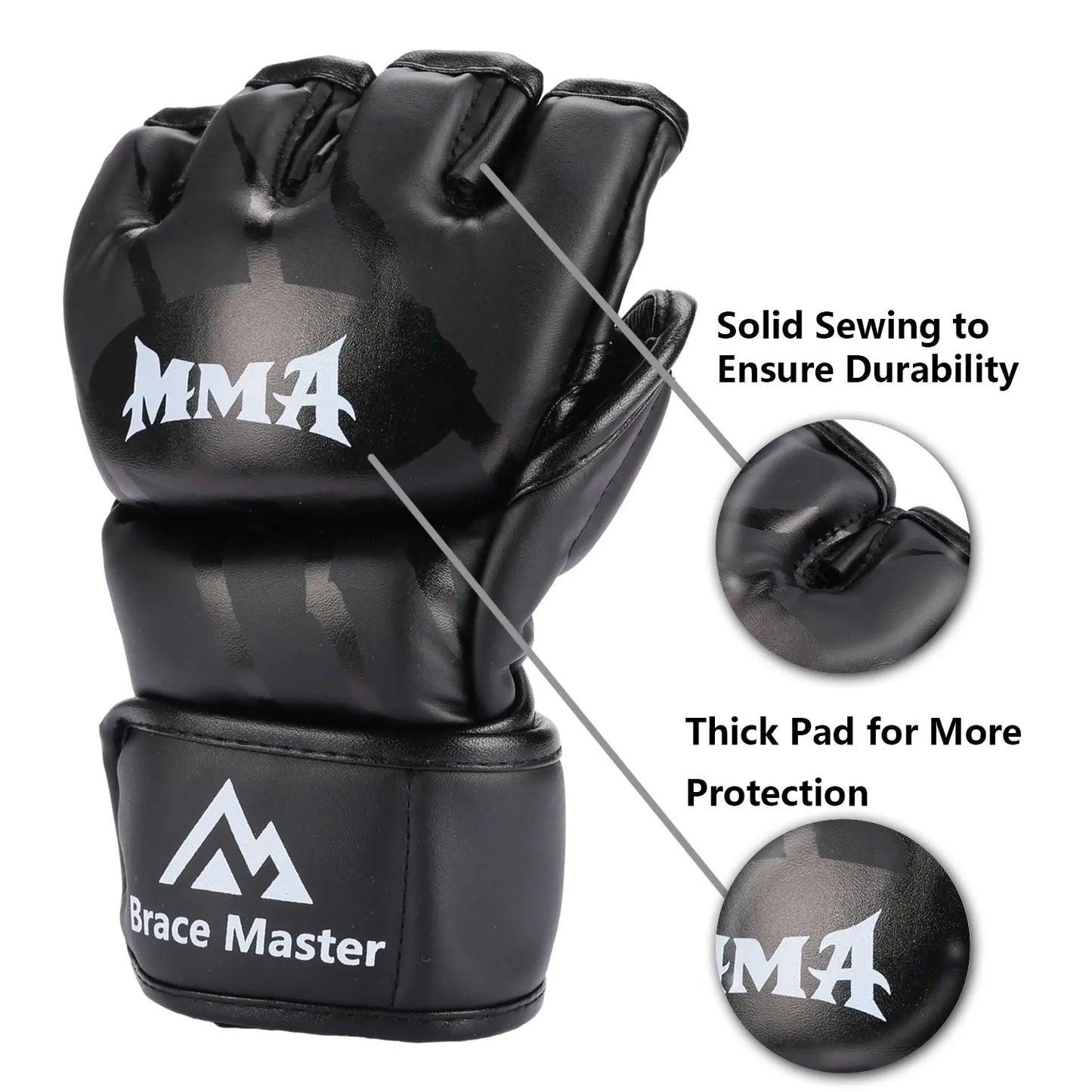 PU Half-Finger MMA & Boxing Training Gloves
