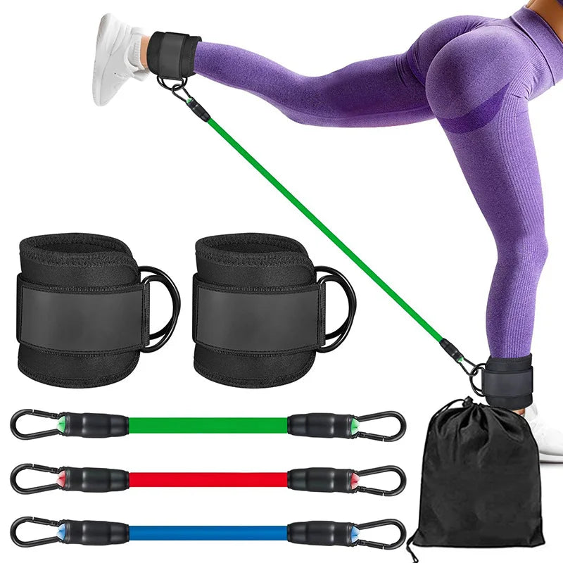 Booty Leg Resistance Bands with Ankle Strap  
